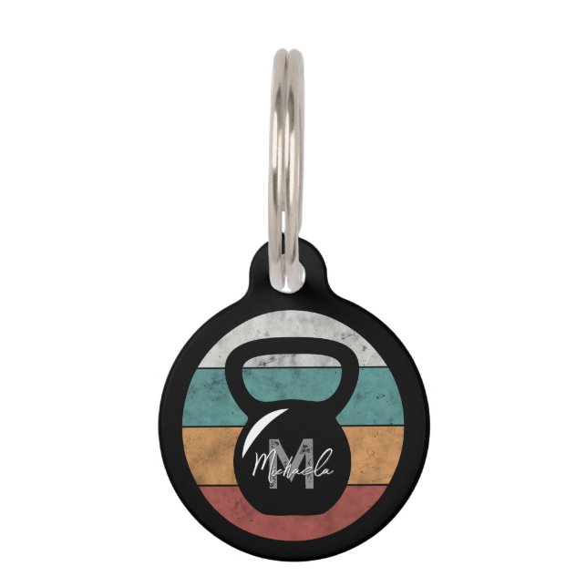 Médaillon Pour Animaux Vintage kettlebell personnalisé nom monographique  (Devant)