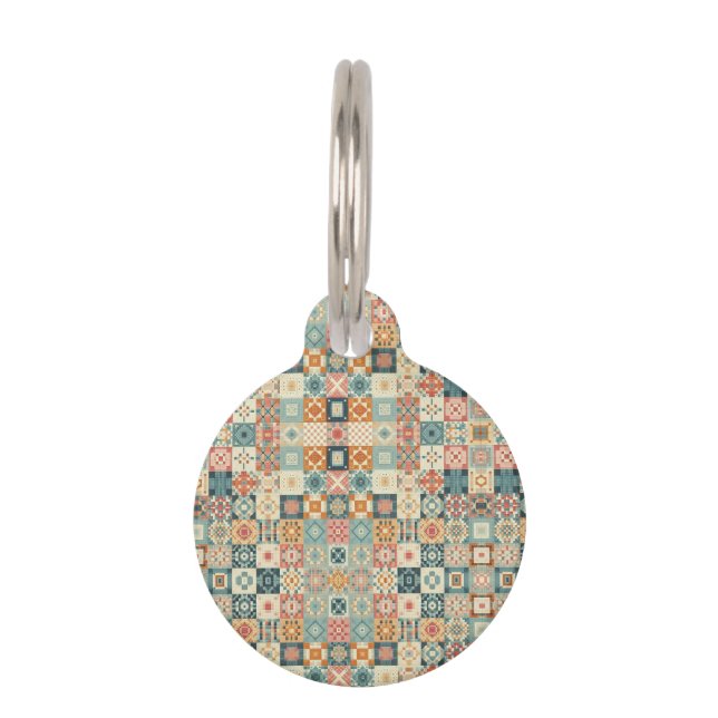 Médaillon Pour Animaux Vintage, patchwork, paré (Devant)