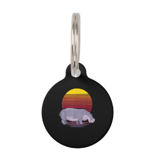 Médaillon Pour Animaux Vintage Retro Hippo Lover Hippopotamus
