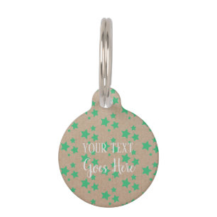 Médaillon Pour Animaux Vintage Rustic Stars Motif Kraft Livre vert