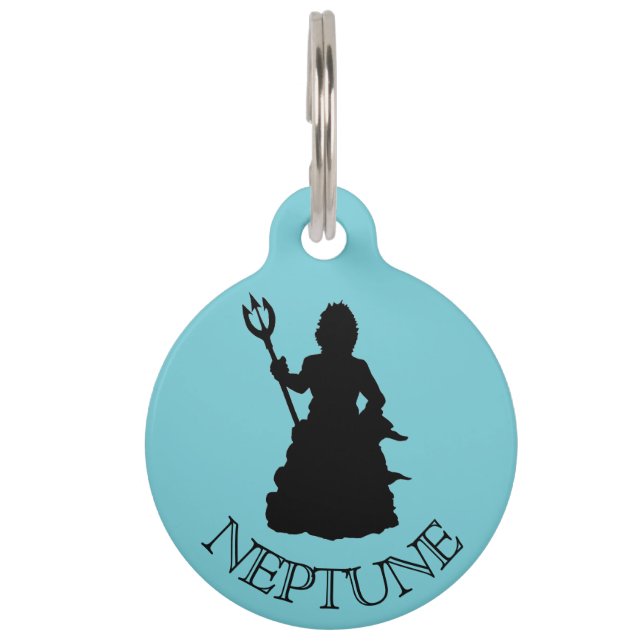 Médaillon Pour Animaux Virginia Beach, VA Statue Neptune Silhouette (Devant)
