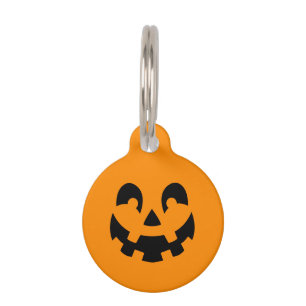 Médaillon Pour Animaux Visage de citrouille de Halloween souriant noir su