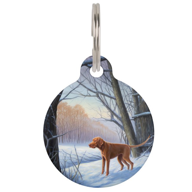 Médaillon Pour Animaux Vizla Qu'il neige Noël (Devant)