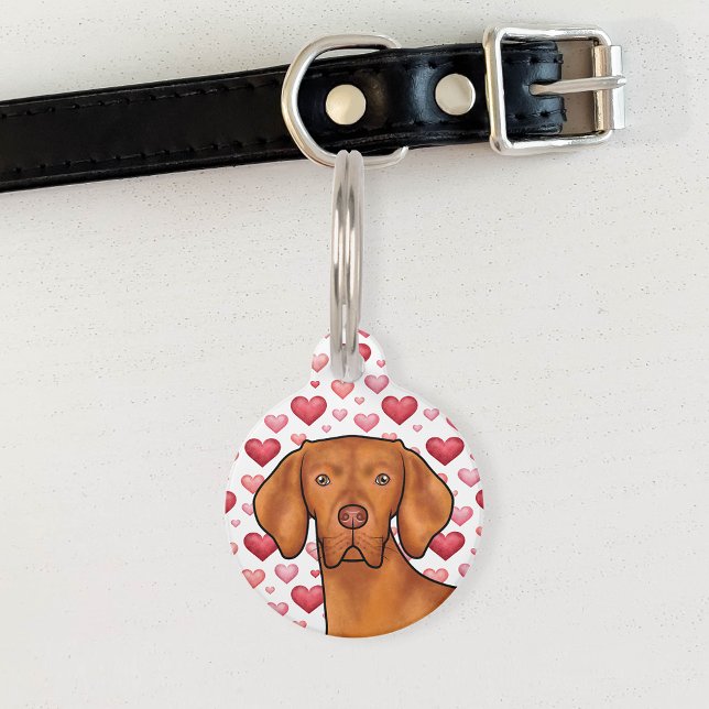 Médaillon Pour Animaux Vizsla Hongroise Coeurs rouges Motif Chien Aimer R (Créateur téléchargé)