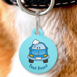 Médaillon Pour Animaux Voiture bleue avec étiquette d'animal de compagnie