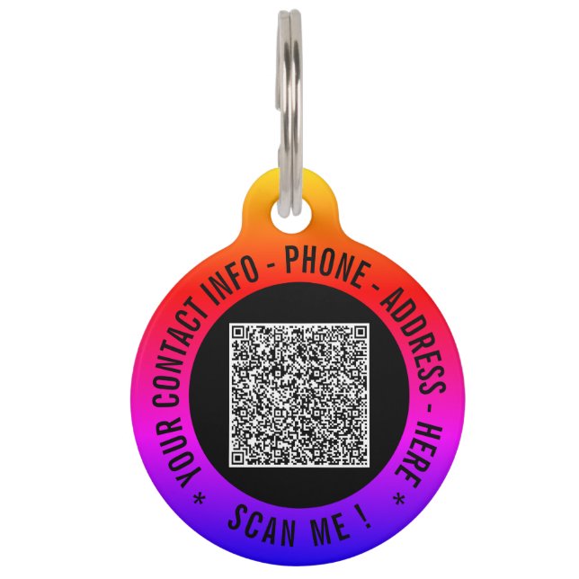 Médaillon Pour Animaux Votre QR Code Scan Info Nom de texte personnalisé  (Devant)