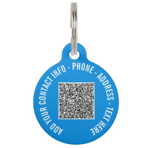 Médaillon Pour Animaux Votre texte d'information de code QR Étiquette d'i