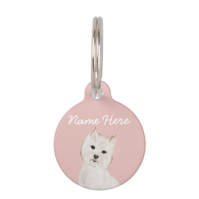 Médaillon Pour Animaux West Highland Terrier Blush Rose Girl (Devant)