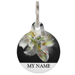 Médaillon Pour Animaux White Lilies Imaginaire & Animaux de compagnie Nom
