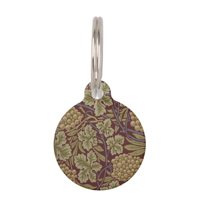 Médaillon Pour Animaux William Morris Vine Grappe Rouge Vert Art (Devant)