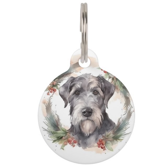 Médaillon Pour Animaux Wolfhound Festive Wreath (Devant)