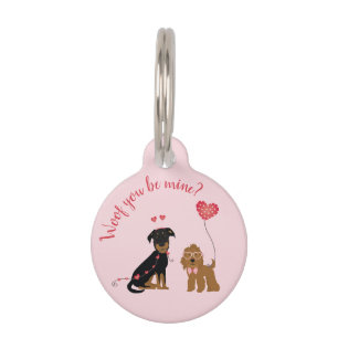 Médaillon Pour Animaux Woof You Be Mine Valentine Dogs
