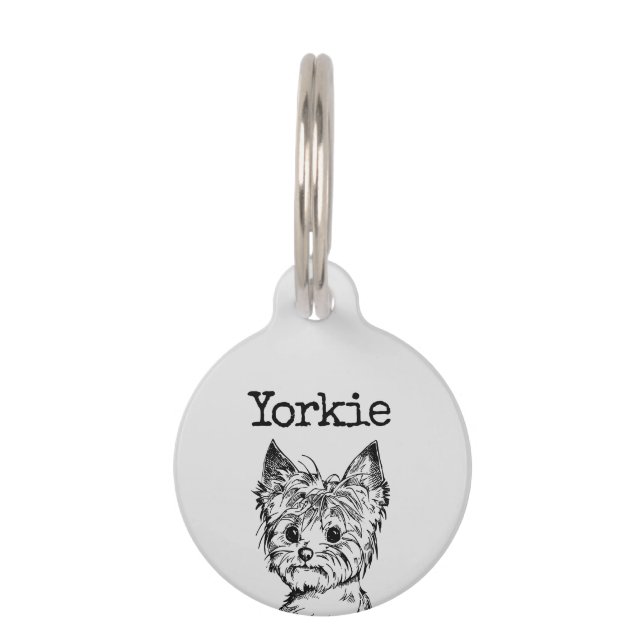 Médaillon Pour Animaux Yorkshire terrier gris Yorkie (Devant)