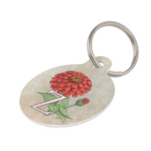 Médaillon Pour Animaux Z pour le monogramme d'alphabet de fleur de Zinnia