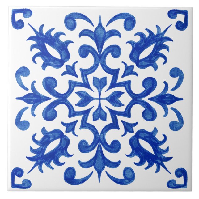 Médaillon rond central en carreau bleu portugais (Devant)