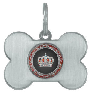 Médaillons Pour Animaux Domestiques [300] Prince-Princesse King-Queen Crown [Argent]