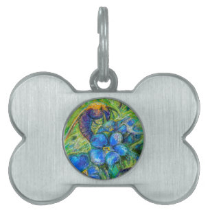 Médaillons Pour Animaux Domestiques A Bee & Forget-me-not Flowers