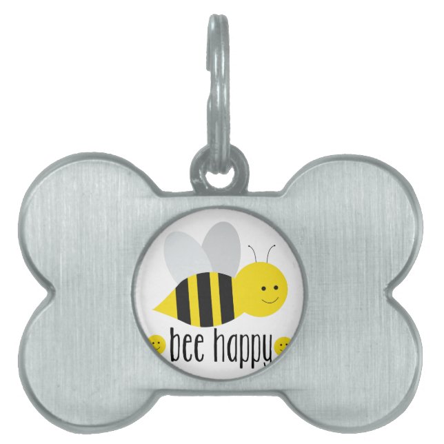 Médaillons Pour Animaux Domestiques Abeille heureuse (Devant)