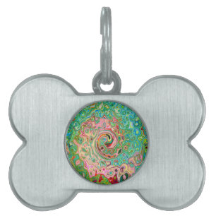 Médaillons Pour Animaux Domestiques Abstrait Coloré Rétro Psychedélique Tourbillon Arc