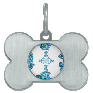 Médaillons Pour Animaux Domestiques Action Cyan Turquoise Graffiti Abstrait Imprimer