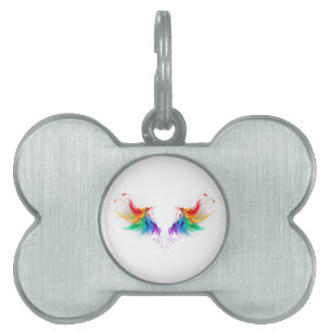 Médaillons Pour Animaux Domestiques Ailes fluffy arc-en-ciel