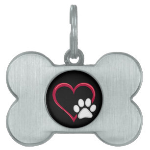 Médaillons Pour Animaux Domestiques Amour Coeur Patte de Chien Saint-Valentin Amateur