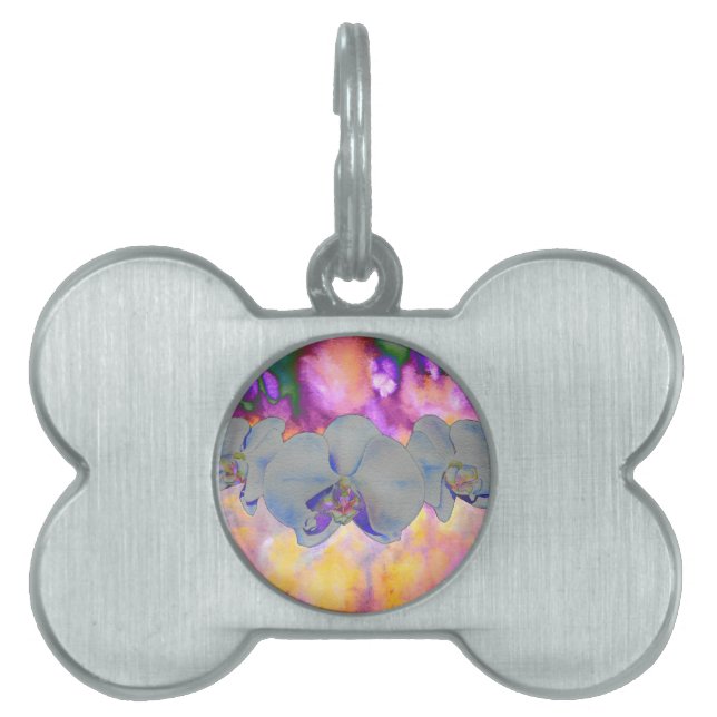 Médaillons Pour Animaux Domestiques Aquarelle Abstraite orchidées tropicales (Devant)