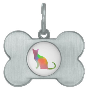 Médaillons Pour Animaux Domestiques Aquarelle Chat Silhouette