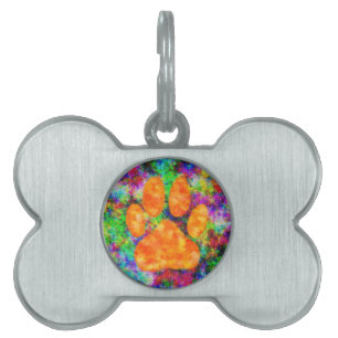 Médaillons Pour Animaux Domestiques Aquarelle Empreinte de patte de chien
