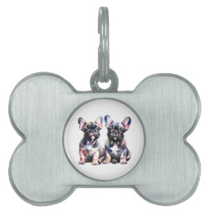 Médaillons Pour Animaux Domestiques Aquarelle French Bulldog mignon chiots