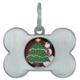 Médaillons Pour Animaux Domestiques Arbre de Noël Snowman Surprise Art Imprimer