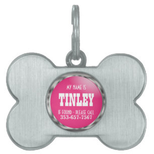 Médaillons Pour Animaux Domestiques Argent et joli rose Nom do-it-yourself