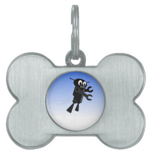 Médaillons Pour Animaux Domestiques Arrière - plan Black Flying Robot Blue Sky