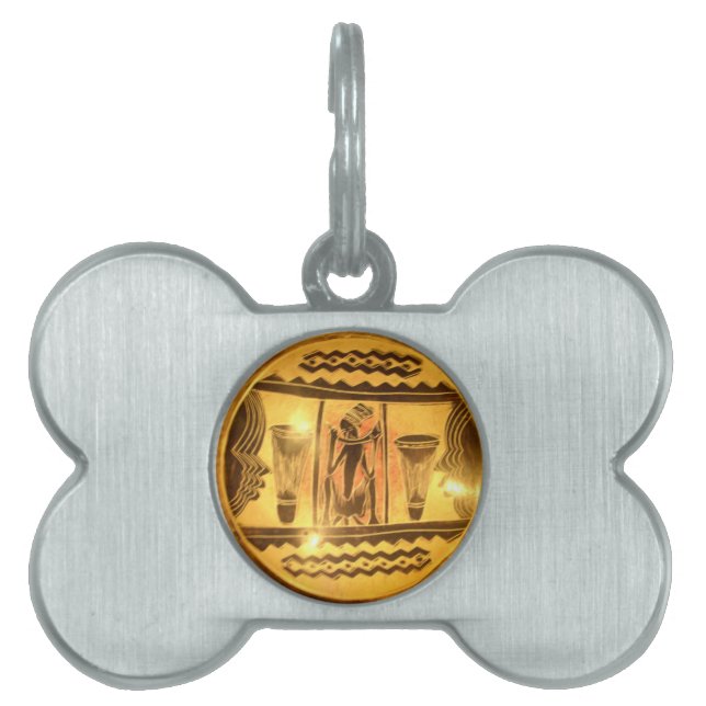 Médaillons Pour Animaux Domestiques Art Ethnique Africain d'or Imprimer (Devant)