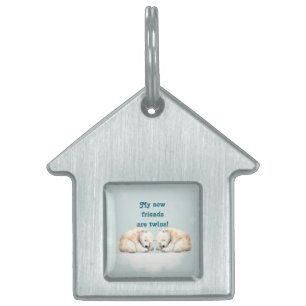 Médaillons Pour Animaux Domestiques Baby shower Twins de l'ours polaire dormant