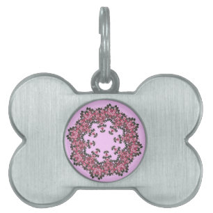 Médaillons Pour Animaux Domestiques Balise Animaux de compagnie Fleurs roses