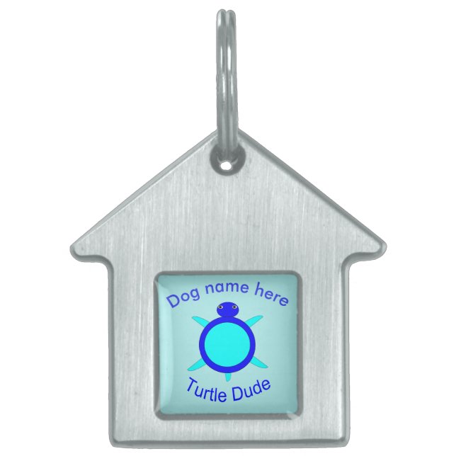 Médaillons Pour Animaux Domestiques Balise Bright Blue Turtle Dude Custom Pet (Devant)