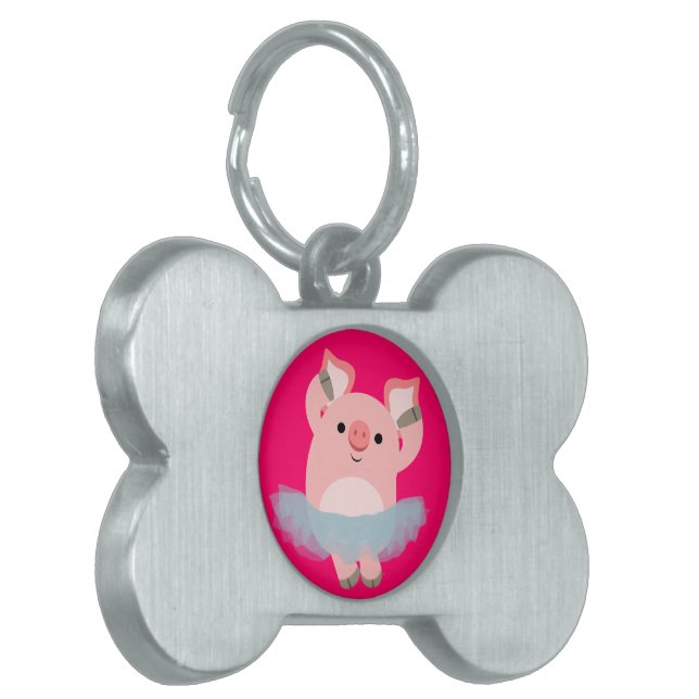 Médaillons Pour Animaux Domestiques Balise de dessin mignon Ballerina Pig Pet (Devant gauche)