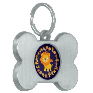 Médaillons Pour Animaux Domestiques Balise de dessin mignon Lion Mandala Pet