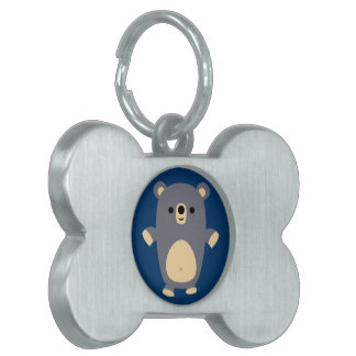 Médaillons Pour Animaux Domestiques Balise de l'ours de caricature bleu mignon