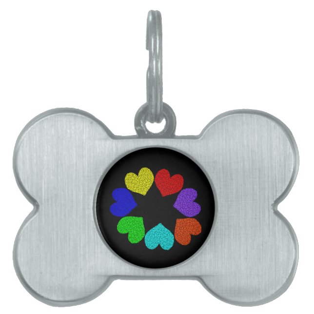 Médaillons Pour Animaux Domestiques Balise Floral Rainbow Love Hearts Pet (Devant)