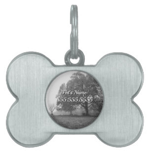 Médaillons Pour Animaux Domestiques Balise Foggy Automne Grayscale pour animal de comp