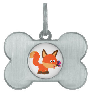 Médaillons Pour Animaux Domestiques Balise Fox Cartoon mignonne et Papillon
