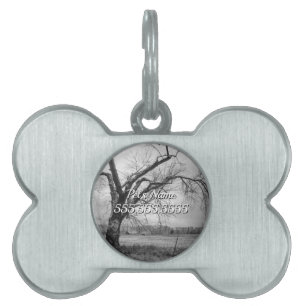 Médaillons Pour Animaux Domestiques Balise Old Winter Tree Grayscale Pet ID