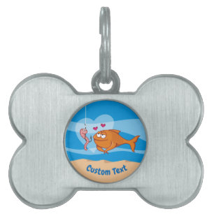 Médaillons Pour Animaux Domestiques Balise Poisson et appât dans l'amour Nom de l'anim