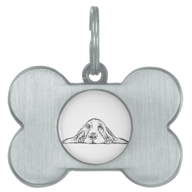 Médaillons Pour Animaux Domestiques basset blanc (Devant)