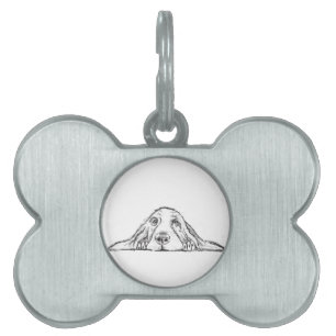 Médaillons Pour Animaux Domestiques basset hound noir blanc yeux de chiot simple 