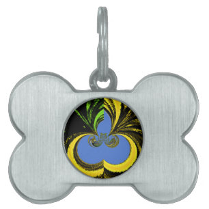 Médaillons Pour Animaux Domestiques Beau Beau Art Sud-Africain Jaune et Bleu