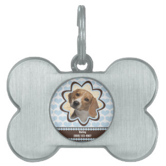 Médaillons Pour Animaux Domestiques Bébé Bleu Coeurs Chiot Photo personnalisée avec le