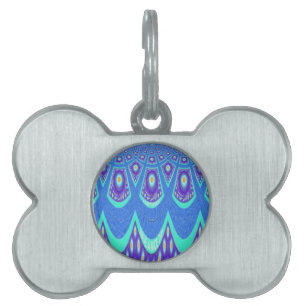 Médaillons Pour Animaux Domestiques Belle Batik Bleu Cyan Bleu Imprimer vectoriel Art